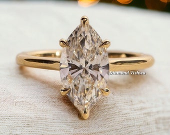 Marquise Cut Solitaire Moissanite Engagement Ring | Wedding Ring | Anniversary ring | ring for her | Wedding Ring | 18k Solid Yellow Gold