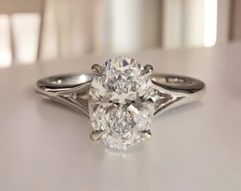 2.5 CT Oval Ring Solitaire Engagement Ring | Antique Oval Cut Moissanite Ring | Wedding Ring for Her| Gift for her| 14k White gold