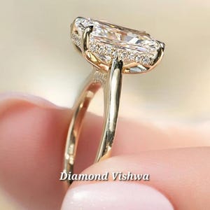 4.20 CT Radiant Cut Moissanite Engagement Ring Hidden Halo Cathedral Style Anniversary Gifts for her Wedding Ring Bridal Ring