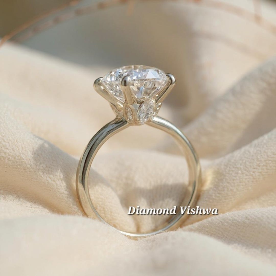 3.50ct Oval Cut Moissanite Solitaire Engagement Ring in 10k Solid ...