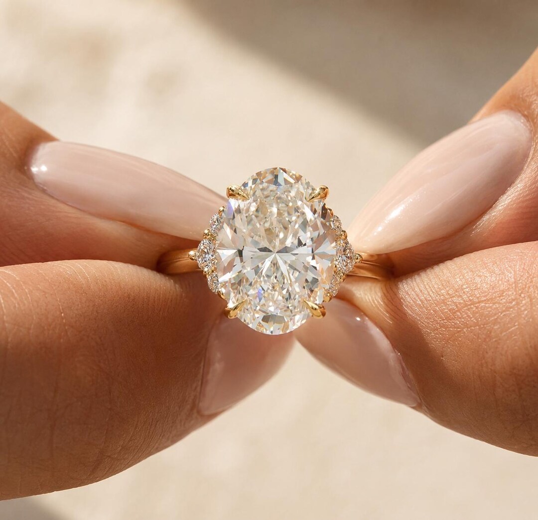 2.80ct Oval Cut Moissanite Engagement Ring in 14k Yellow Gold - Etsy