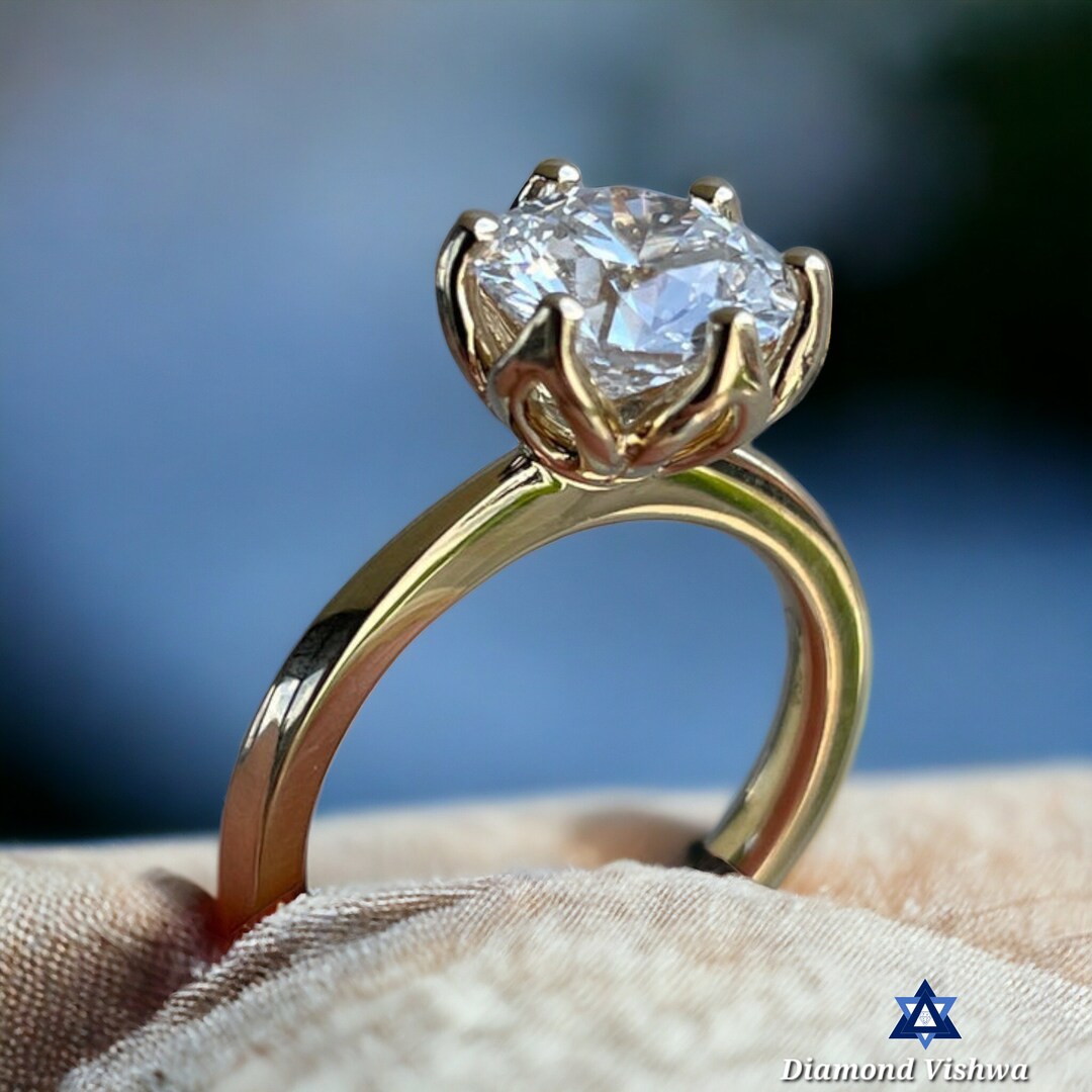 2ct Round Cut Moissanite Engagement Ring Tulip Setting in 14k Solid ...