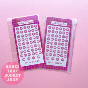 Savings Challenge | X1 A6 Laminated Cash Savings Challenge Card | Trippy Checkerboard | 52 Week Challenge | 52 Envelope Challenge