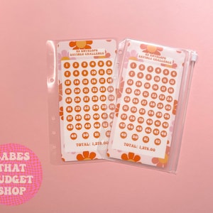 Savings Challenge | X1 A6 Laminated Cash Savings Challenge Card | Flower Power | 52 Week Challenge | 52 Envelope Challenge