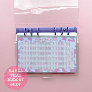 Penny Challenge | A6 Laminated Cash Savings Challenge | Pastel Pink Cow Print | Penny Savings Challenge