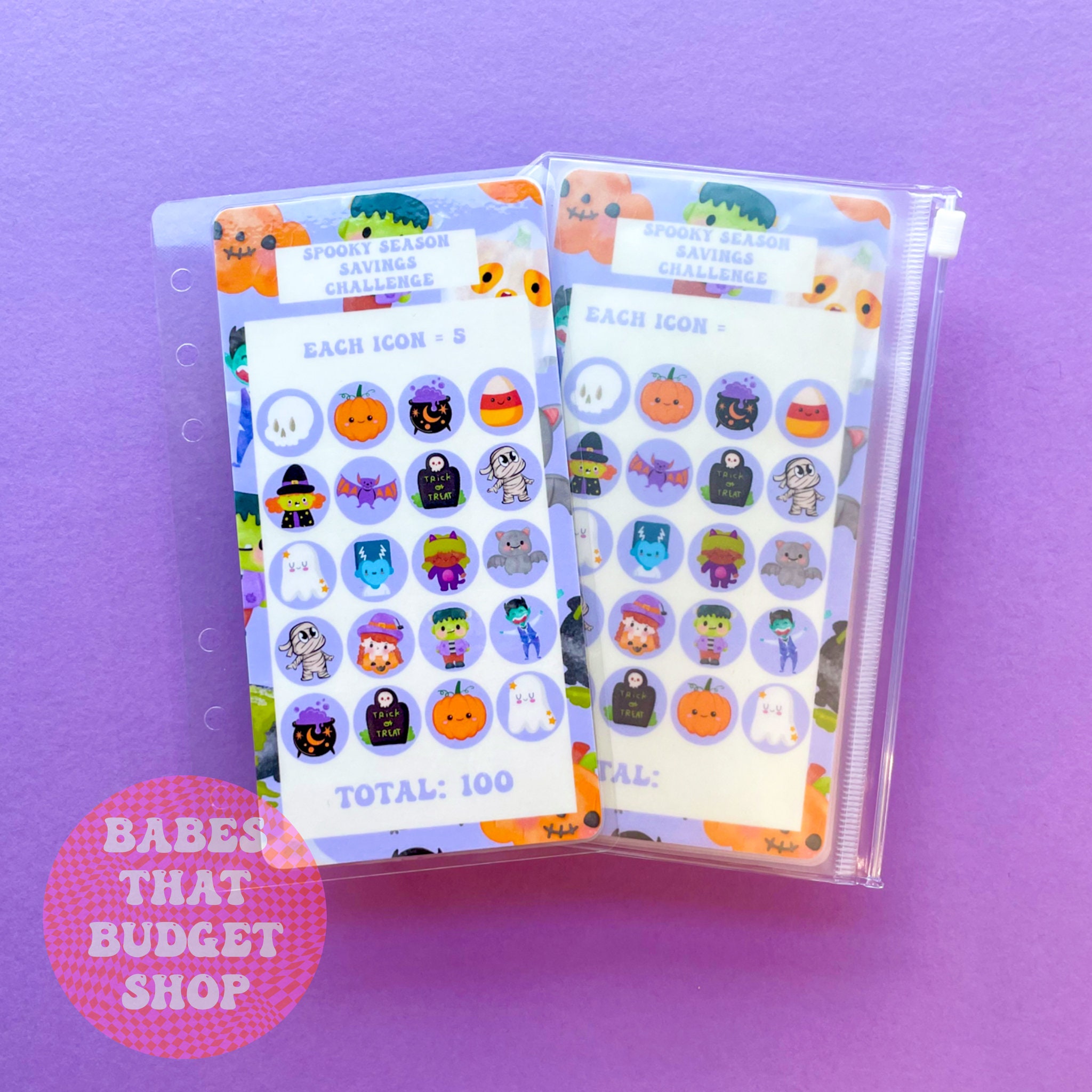 X1 A6 Laminated Savings Challenge Tracker | Cute Halloween Pattern - Etsy