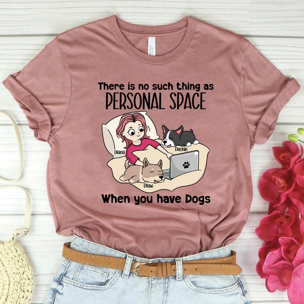 Camisa de dormir personalizada con perro, espacio personal, regalo de mamá de perro, camisa para dormir para perros, camisa para amantes de las mascotas, camisa divertida para perros, amante de los perros