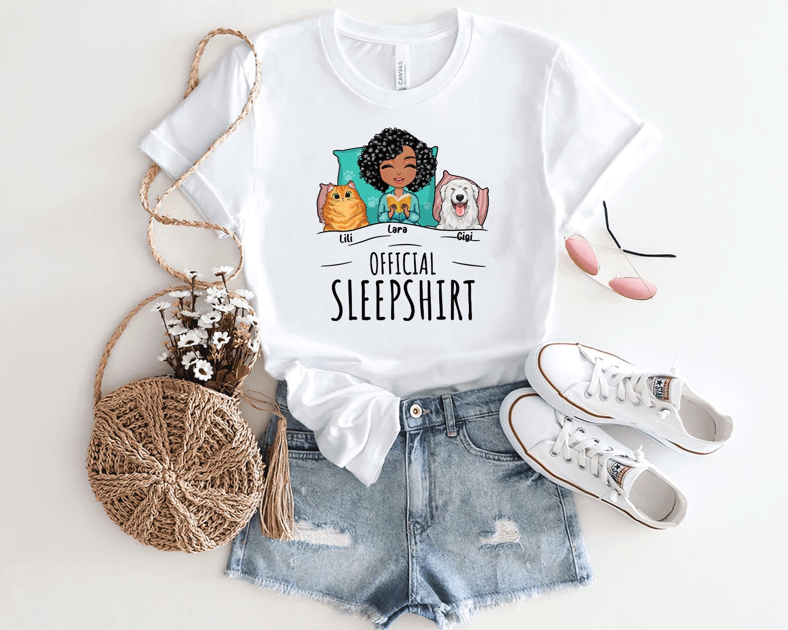 Discover Personalized Sleepshirt with Cats, Custom Cat Lover Gift, Cat Mom Gift