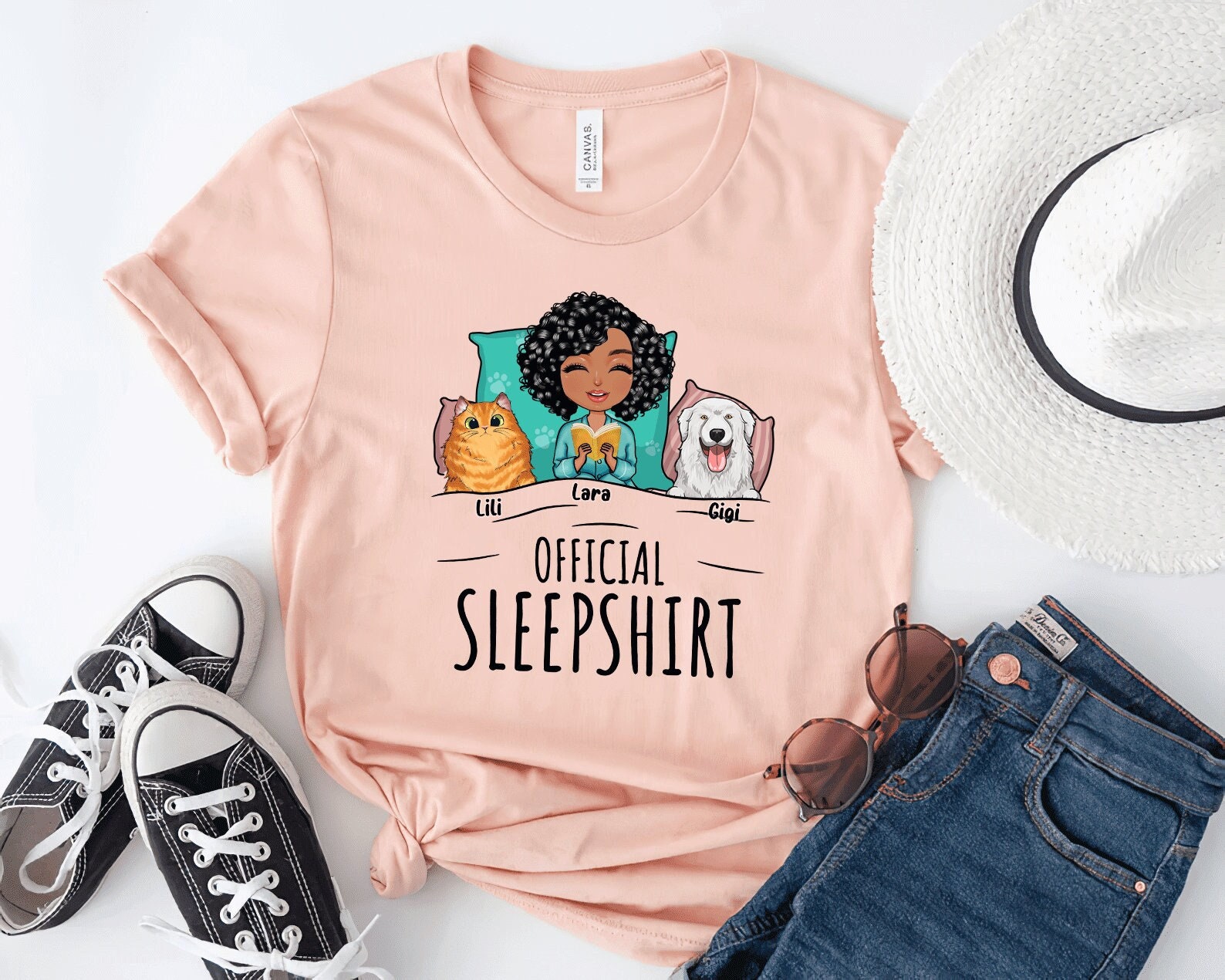 Discover Personalized Sleepshirt with Cats, Custom Cat Lover Gift, Cat Mom Gift