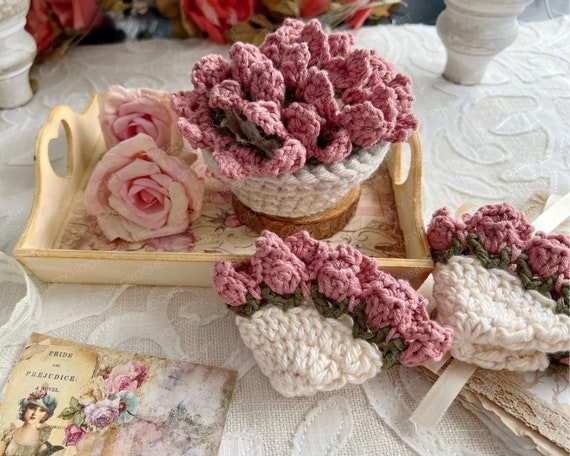 CROCHET PATTERN Flower Pot Coaster Set Crochet Pattern Flower