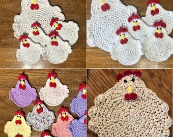 PATTERN-Crochet Chicken Bowl Cozy, pot holder by craftyhook