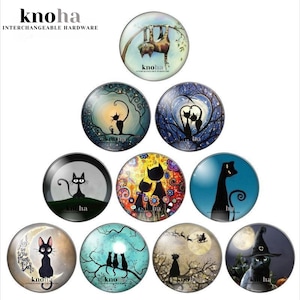 30mm Cat Cabochon, 10 Pack, Glass Dome Bezels, DIY Cabinet Knobs and Jewelry