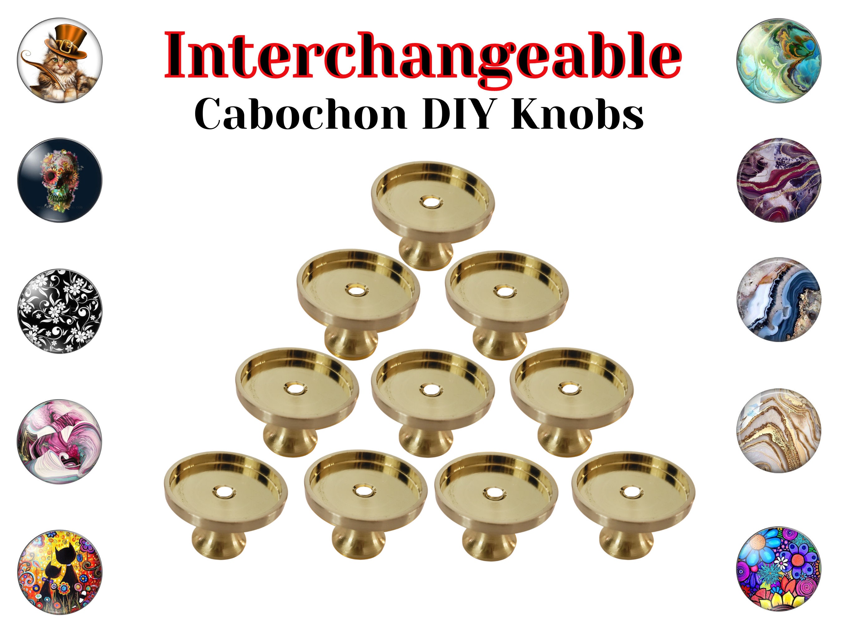 10 DIY Brushed Gold / Brass Knob Bases for