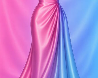 Ombre Pink Blue Stretch Show Satin Fabric by the yard