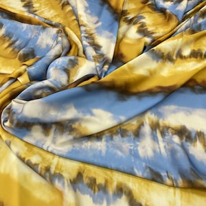 Tie Dye Silky Satin Fabric: Custom Print Available