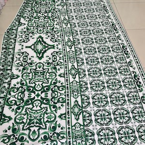 Majolica Green Crepe Fabric-High Quality Digital Print  (Possibility to print on desired fabric)-lr