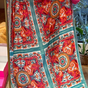 Sicilian Pattern Silky Crepe Fabric, Panel Fabric- Highquality Fabric (Possibility of printing on the desired fabric)