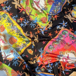 Starfish Pattern Silky Satin Fabric- Highquality Fabric-It is made to the desired fabric type.lr