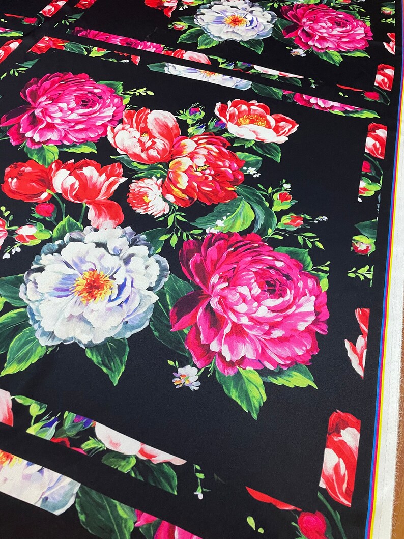 Floral Panel Pattern Silky Satin Fabric-dital Print is Made on - Etsy