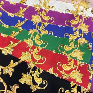 Baroque Silky Satin Fabric: Luxury Collection, Gold Pattern (1.64 Yards Wide)