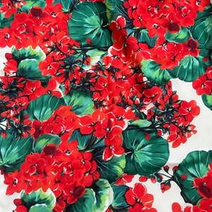 Red Floral Pattern Crepe Fabric-Luxury Collection-(Dital printing on the desired fabric) lr