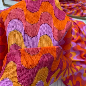 Zigzag Knitting  Fabric Dress-Pants-Evening Dress Fabric-nv -(Orange-Pink-Lilac)