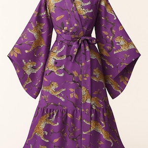 Tiger Silky Satin Fabric - by the yard -lr