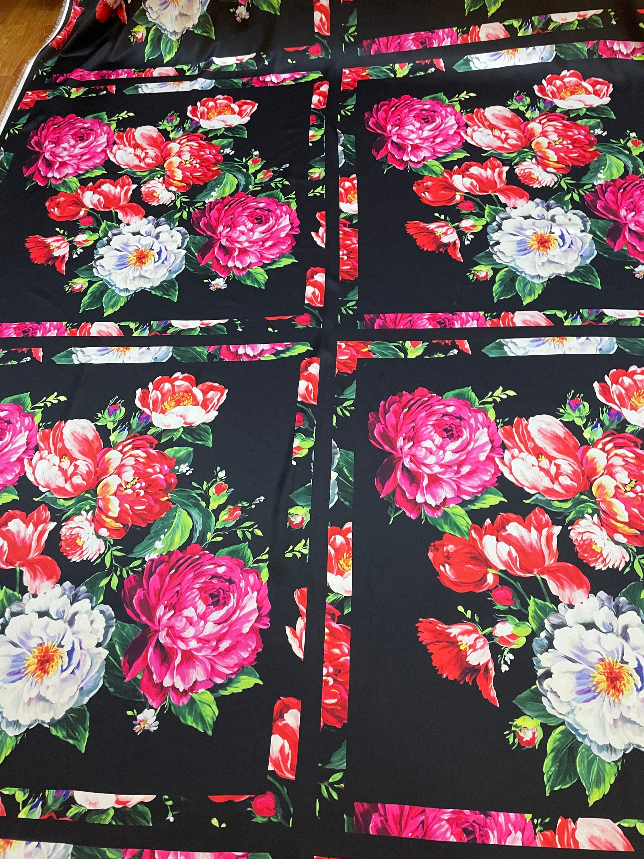Floral Panel Pattern Silky Satin Fabric-dital Print is Made on - Etsy