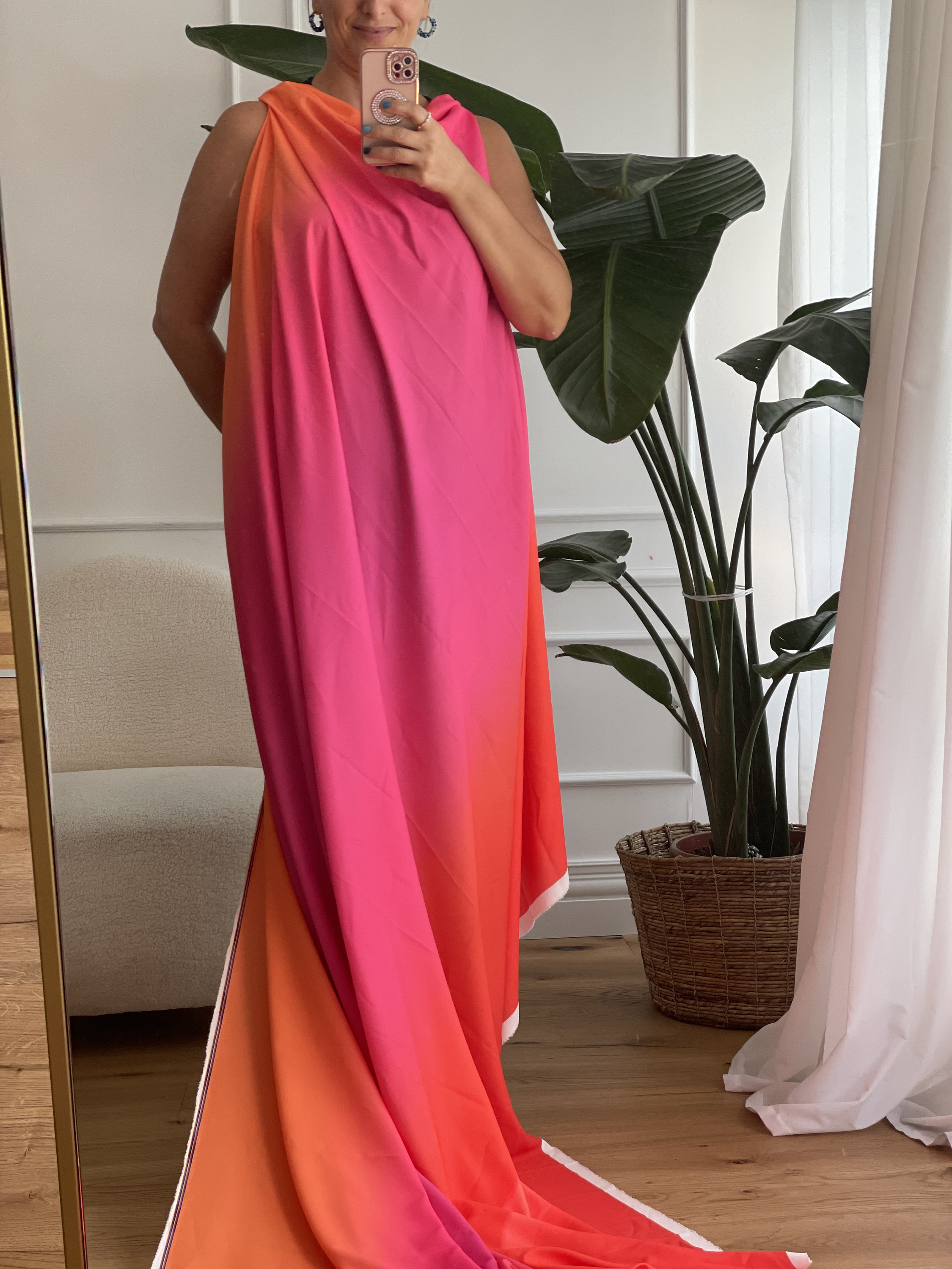 Ombre Pattern Silky Satin Fabric -dress Fabrics--((printed on the