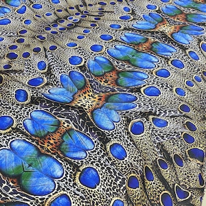 Peacock Patterned Silky Satin Fabric (Printed on desired fabric types) silky satin-chiffon-linen-crepe -lr