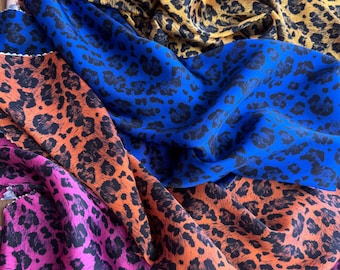 4 Color Leopard Silky Satin Fabric by yard