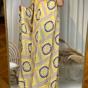 Gold Yellow Baroque Pattern Crepe Fabric, Swirl Pattern Fabric-(Possibility of printing on the desired fabric) lr