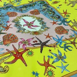 Starfish Pattern Silky Satin Fabric: Custom Printed Design, 1.64 Yards Wide