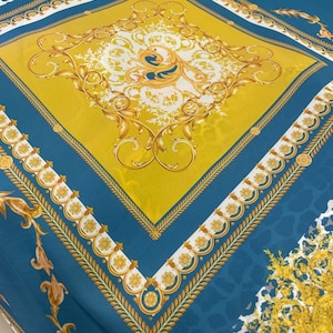 Baroque Gold Pattern Silky Satin Fabric: Exclusive Design