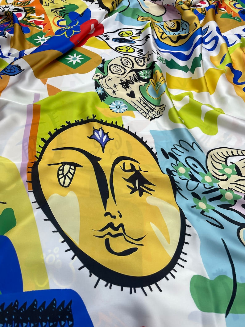 Satin Abstract Print Top