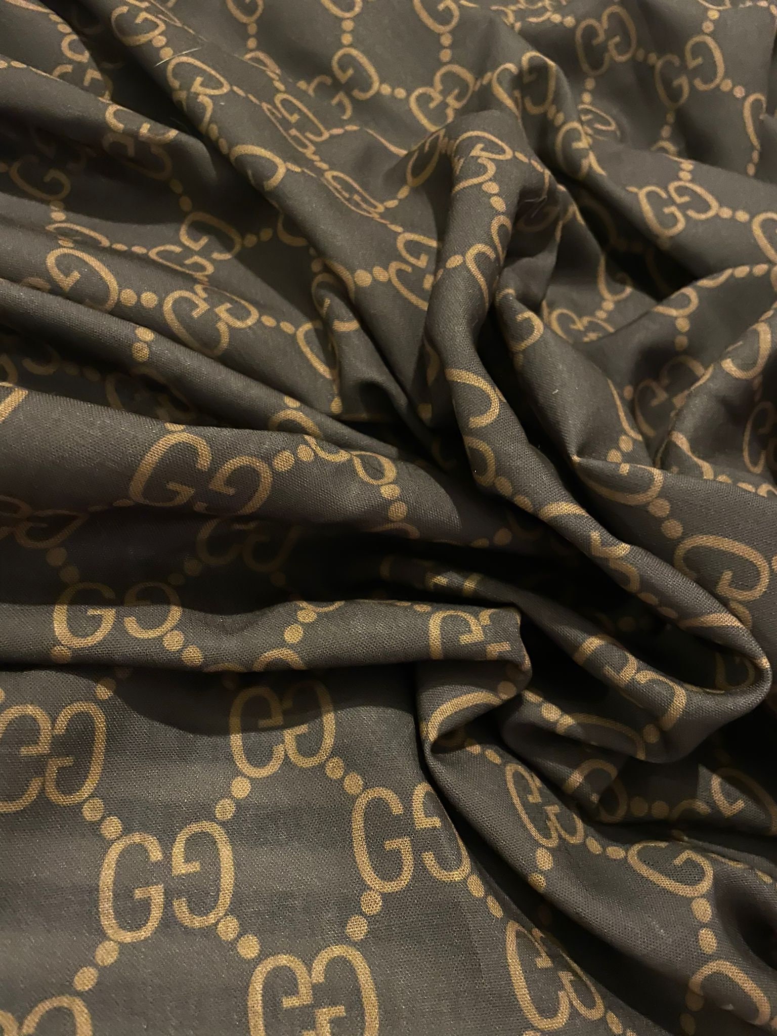 Brown Gucci Leather Fabric By The Yard, Gucci Material For Sale