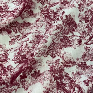 Vintage Toile Linen Fabric by the Yard: 62&quot; Wide, 7 Colors