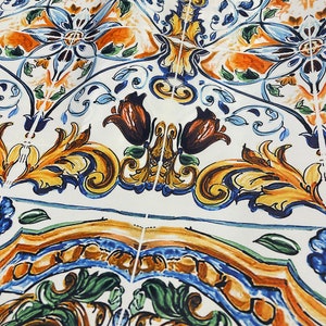 Sicilian Majolica Pattern Crepe Fabric: Digital Print, 1.64 Yards Wide