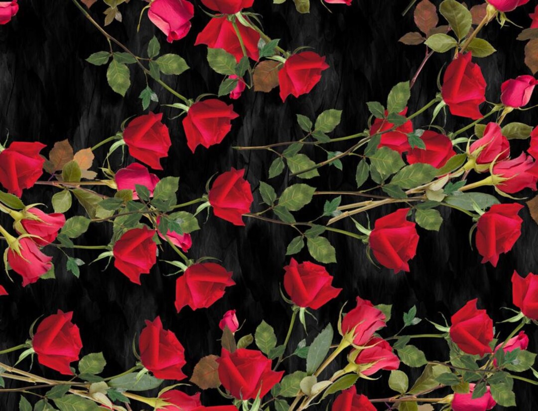 Red Roz Print Red Rose Silky Satin Fabric, Digital Print Pattern - Etsy