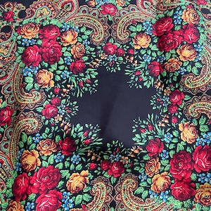 Traditional Ethnic Floral Silky Satin Fabric-  (printed on desired fabric)-lr
