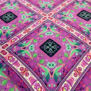 Ethnic Pink Silky Satin Fabric- Eye-catching fabric with vivid woven effect- (printed on desired fabric)