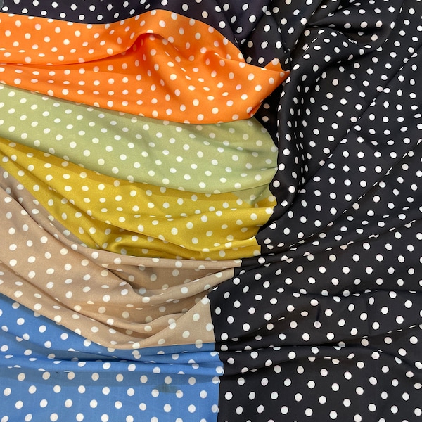 Silk Satin Fabric Mini Polka Dot Fabric - 7 color options--ala