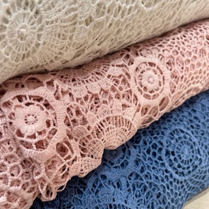 French Guipure Lace Fluffy Lace Fabric With Cottony Texture-nv