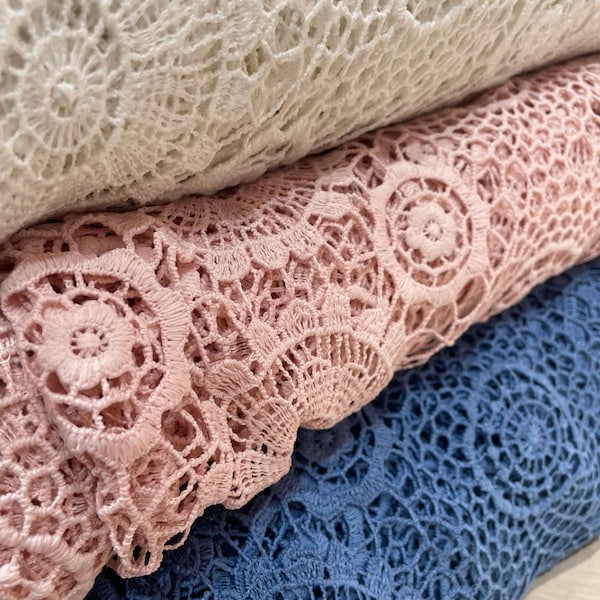 French Guipure Lace Fluffy Lace Fabric With Cottony Texture-nv