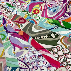 Creative Pattern Multicolour Fabric---Silky Satin Fabric -lr