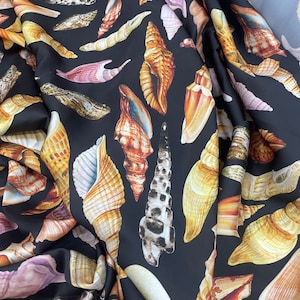 Seashell Patterned Silky Satin Fabric - Can be made in desired color and fabric-lr