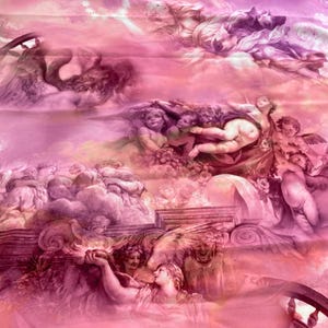 Angel Renaissance Pattern Silky Satin Fabric - 1.64 Yards Wide