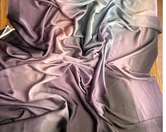 Ombre Stretch Satin Fabric by the yard Black Lilac Blue