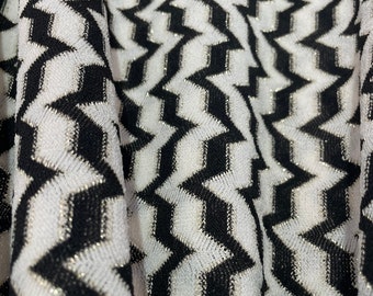 Tela de punto brillante en blanco y negro para vestido, pantalón y vestido de noche.