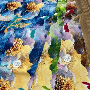 Fabric Silky Satin - Floral Pattern Fabric - 3 color - lr